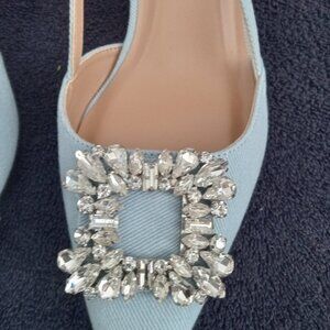 Target Annette Womens Slingback Heels A New Day Blue Denim Rhinestone Size 11